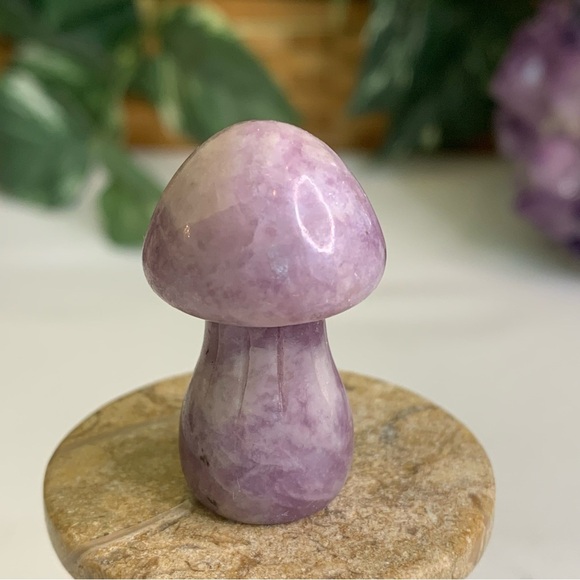 MINI Purple Amethyst Crystal Carved Mushroom Figurine Polished Carving 1 1/2" - Picture 4 of 10